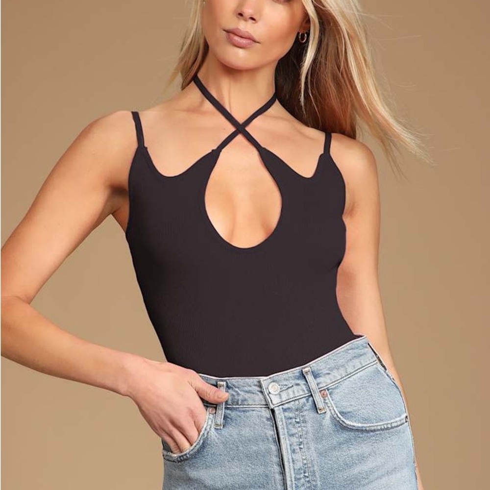 Lulu's Black Halter Bodysuit